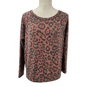 Prince Peter Leopard Print Sweatshirt Brown Women's S Soft Cozy Lounge Wear